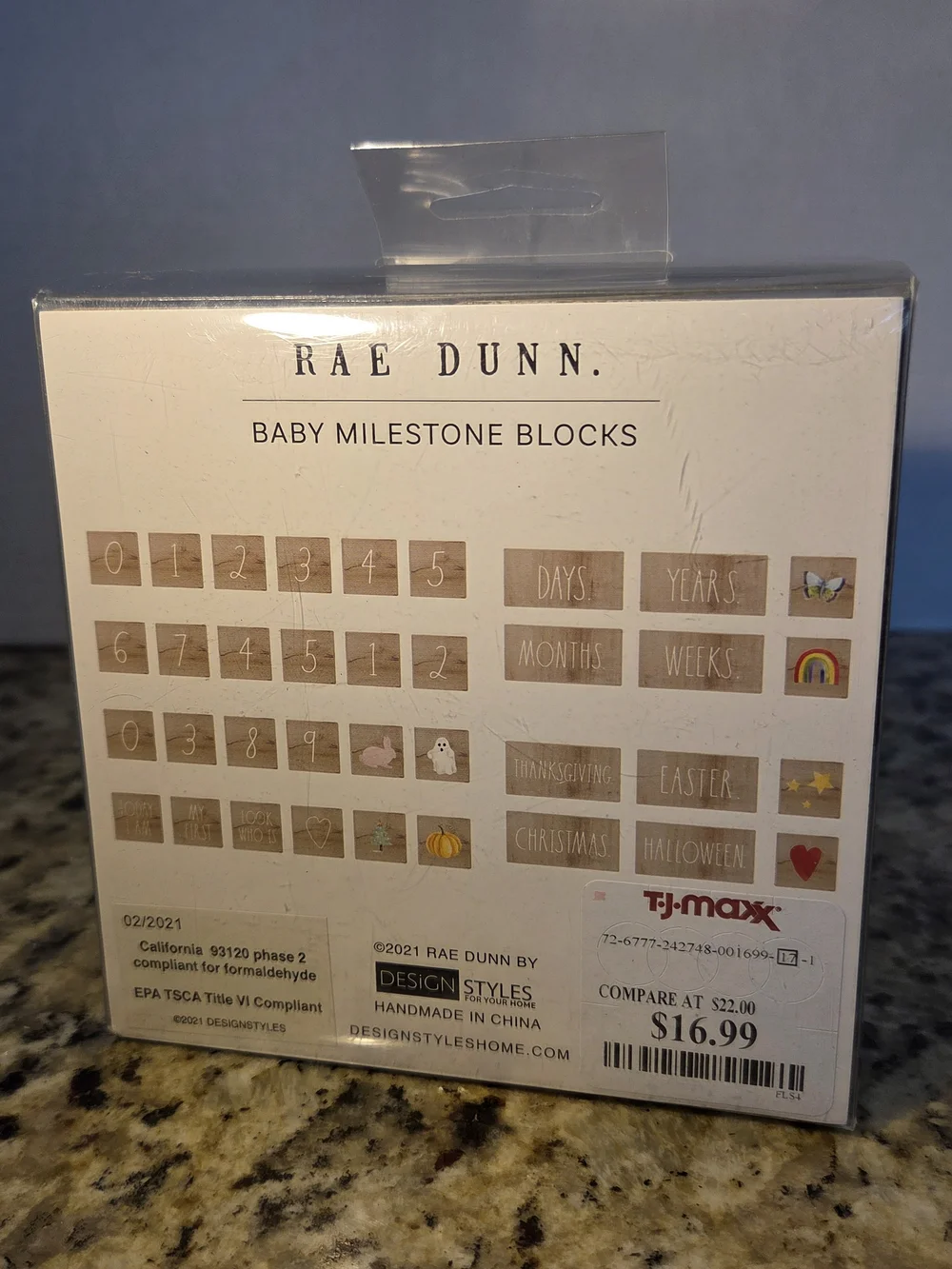 Rae Dunn Natural Wood Baby Milestone Blocks Holidays Years Months Weeks Days NEW